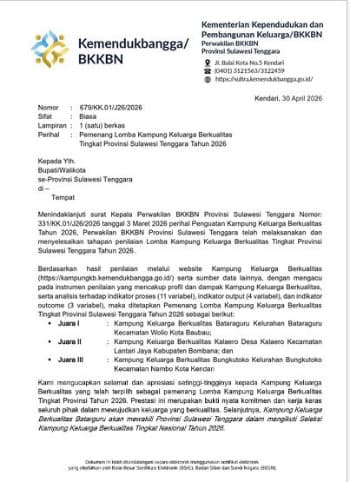 Sabet Juara I Tingkat Provinsi, Kampung KB Bataraguru Baubau Melaju ke Seleksi Nasional 2026